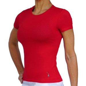 Lacoa Sports High Performance Mesh Short Sleeved top in Red - Size Small, NWT